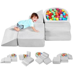 VEVOR Climbing Toys, 5-Piece Set, Foam Climbing Blocks for Toddlers 6 Months to 3 Years, Baby Climbing Blocks with Ball Pit (Balls Not Included), Indoor Climb and Crawl Activity Playset for Crawling