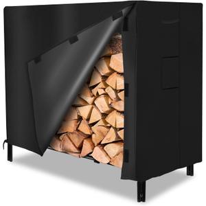 ESSORT Firewood Rack Cover, Outdoor Log Rack Cover 4 feet 420D Waterproof, Winterproof Weatherproof Tarp Cover for Dry Wood Pile Holder 48"x24"x42", black