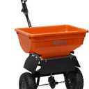 Agri-Fab 45-0575, 85lb Capacity Push Ice Melt Broadcast Spreader, Approximately Coverage of Acre (14,000 sq. ft.), 10-Ft Spread Width, Direct Rod Control, Includes Grate and Built in Deflector