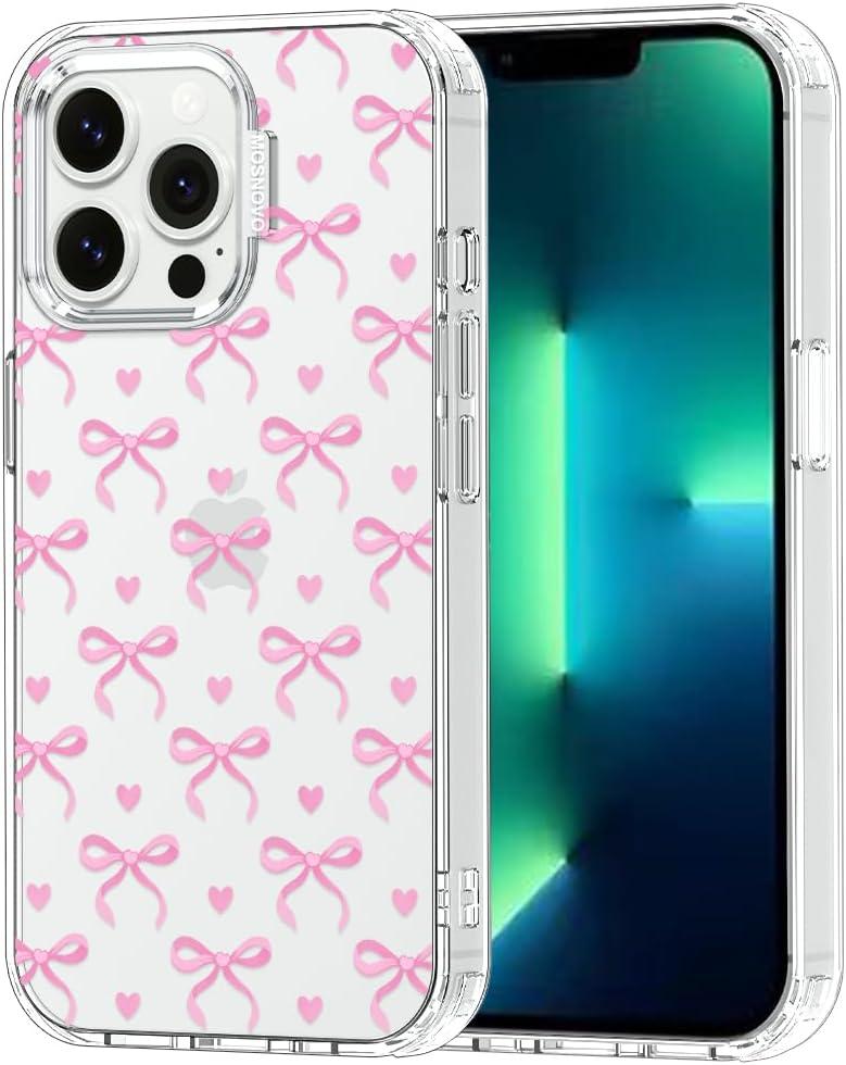 MOSNOVO Case for iPhone 13 Pro, [Buffertech 6.6ft Military-Grade Drop Protection] [Anti Peel Off Tech] Clear TPU Bumper Phone Case Cover Design - Bowtiful Love