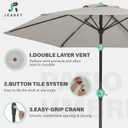 JEAREY 7.5FT Patio Umbrella Market Table Umbrella with 6 Sturdy Ribs, Push Button Tilt/Crank Outdoor Umbrella for Garden, Deck, Backyard, Pool and Beach,Light Grey