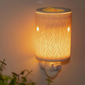 Bobolyn Plug-in Wax Warmer Ceramic Electric Wax Melt Warmer Candle Melter Burner for Scented Wax, Scentsy Wax Cubes, No Flame No Smoke No Soot, White Willow Leaves