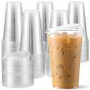 AOZITA 100 Pack 16 oz Plastic Cups With Strawless Sip-Lids, Iced Coffee Cups With Lids BPA Free, Disposable Clear Cups, To Go Cups for Smoothies, Party Drinks, Bubble Tea, Cold Beverage (EXP 01/01/35)
