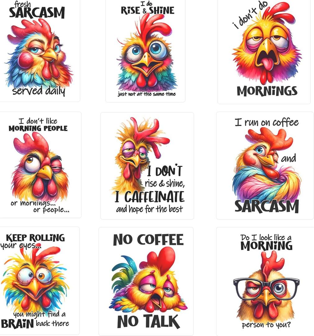 9pcs Funny Kitchen Iron On Transfer Decals Thermal Stickers for Clothing Appliqued Washable DIY Applique Iron On Heat Press Vinyl for Shirts Pillow Covers