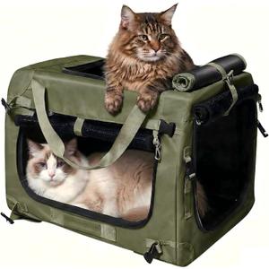 Extra Large Cat Carrier for 2 Cats with Foldable Frame | Zipper Lock Buckle, Top Load, 4 Openings, Reduce Stress, Privacy Features, Soft-Sided