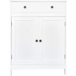 FCH A Hundred Pages of Double Doors and A Drawer Floor Cabinet Multifunctional Bathroom Storage Organizer Rack Stand MITPATY 11.82"D x 23.63"W x 31.5"H, White