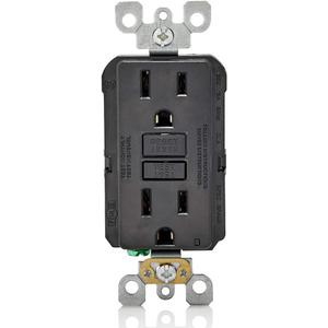Leviton GFCI Outlet, 15 Amp, Self Test, Non Tamper-Resistant with LED Indicator Light, Protection from Electric Shock and Electrocution, GFNT1-E, Black
