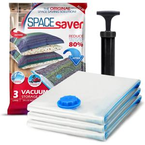 3 Pack Large Vacuum Storage Bags for Comforters, Blankets & Clothes  Vacuum Sealed Compression Bags with Hand Pump  Space Saver Storage Bags for Bedding, Moving, Travel & Organization