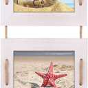 DLQuarts 5x7 Hanging Picture Frames Collage Wall Decor, 3-Frame Set, 3.5x5 with Mat or 5x7 Without Mat, Rustic Solid Wood Photo Frame Pack of 2 Vintage White