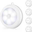 Mlambert 4 Pack Motion Sensor LED Night Light, Cordless Battery-Powered Stick-on Magnet Closet Lights, Safe Lights for Stairs, Cabinet, Cool White