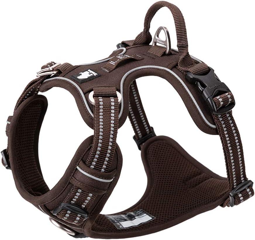 TRUE LOVE Dog Harness No Pull Nylon Reflective Pet Harness Adjustable Comfortable Control Step-in Brilliant Colors Truelove TLH56512 (Brown, M)