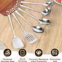 9 Pcs Cooking Utensils Set, Stainless Steel Kitchen Utensils, Heat Resistant Metal Kitchen Tools Include Solid & Slotted Turner Wok Spatula, Serving Spoon, Ladle, Pasta Server, Meat Fork, Tongs Silver