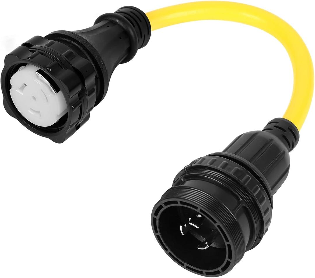 1.5FT Shore Power Adapter NEMA L5-30P to SS2-50R, RV Electrical Adapter Cord RV 30 Amp Male to Marine 50 Amp Female, Camper Power Adapter with Locking Ring and Seal Ring