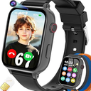 4G Kids Smart Watch GPS Tracker, Smartwatch for Kid with Video Calling, Voice Chat, Class Mode, SOS , Pedometer, Alarm, Games, SIM Card HD Touch Screen Phone Watch Gift for 412 Girls Boys, Black