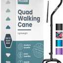 PELEGON Quad Cane (300 lb) - Adjustable Walking Cane with A Large 4 Pronged Base for Extra Balance & Stability, Walking Canes for Seniors, Walking Cane for Men & Women, Walking Sticks