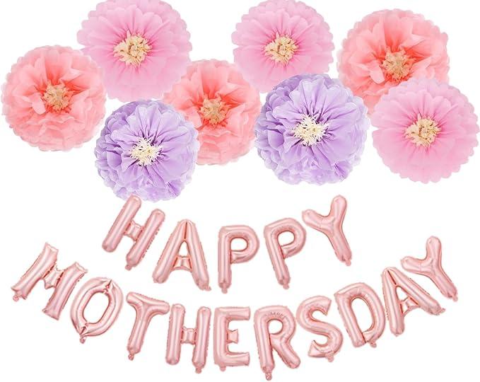 Mother’s Day Party Balloons Kit Decorations 16 inch Set Happy Mother's Day Best Mom Set Decoration for Mother's Day (purple flower set of 2)