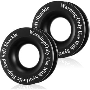 2 Pcs Winch Snatch Recovery Ring Block Pulley 66, 000 Lbs Compatible for SUV UTV ATV Off-Road Vehicle and Truck Pulley Towing Ring for Synthetic Rope and Soft Shackle (Black)