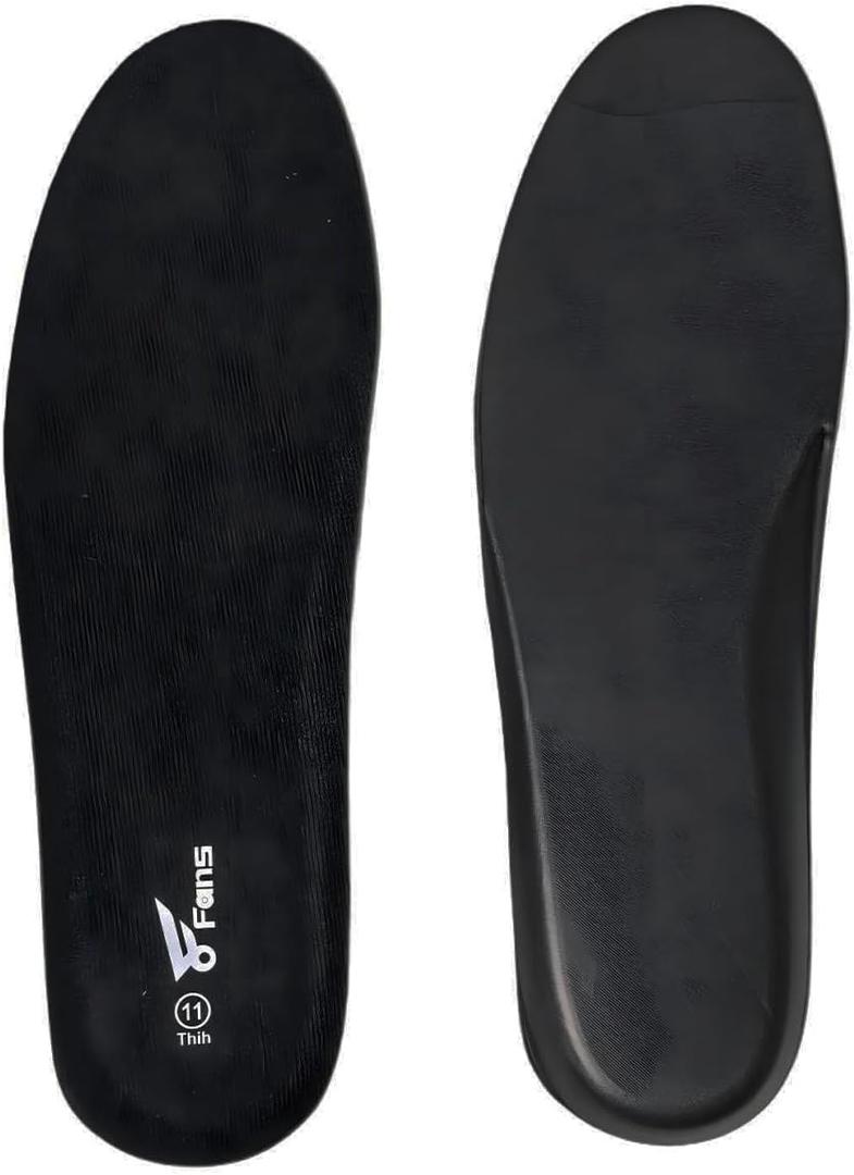 8Fans PU Insoles for Men & Women  Thick & Thin Comfort Shoe Inserts, Shock Absorbing Cushion, Arch Support Insoles for Hunting Boots, Work Shoes & Daily Footwear (Black, US8(Thin)