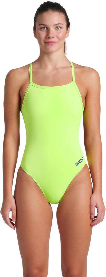 ARENA Women's Performance Solid Team Challenge Swimsuit (38, Arctic Lime/Future Dusk)