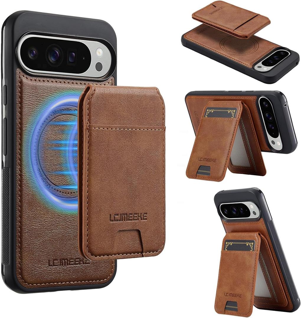 L3 2 in 1 Detachable Leather Wallet and Phone Cases Compatible with Google Pixel 10 Pro XL Case with Card Holder RFID Blocking, Compatible with Magsafe Charging 6.8 (Brown,Pixel 10 Pro XL)