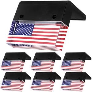 Glooglitter 6 Pack American Flag 4th of July Solar Fence Light Outdoor USA Flag Patriotic Waterproof LED Independence Day Deck Step Light with RGB Warm White Mode for Patio Yard Garden, 4 Pack