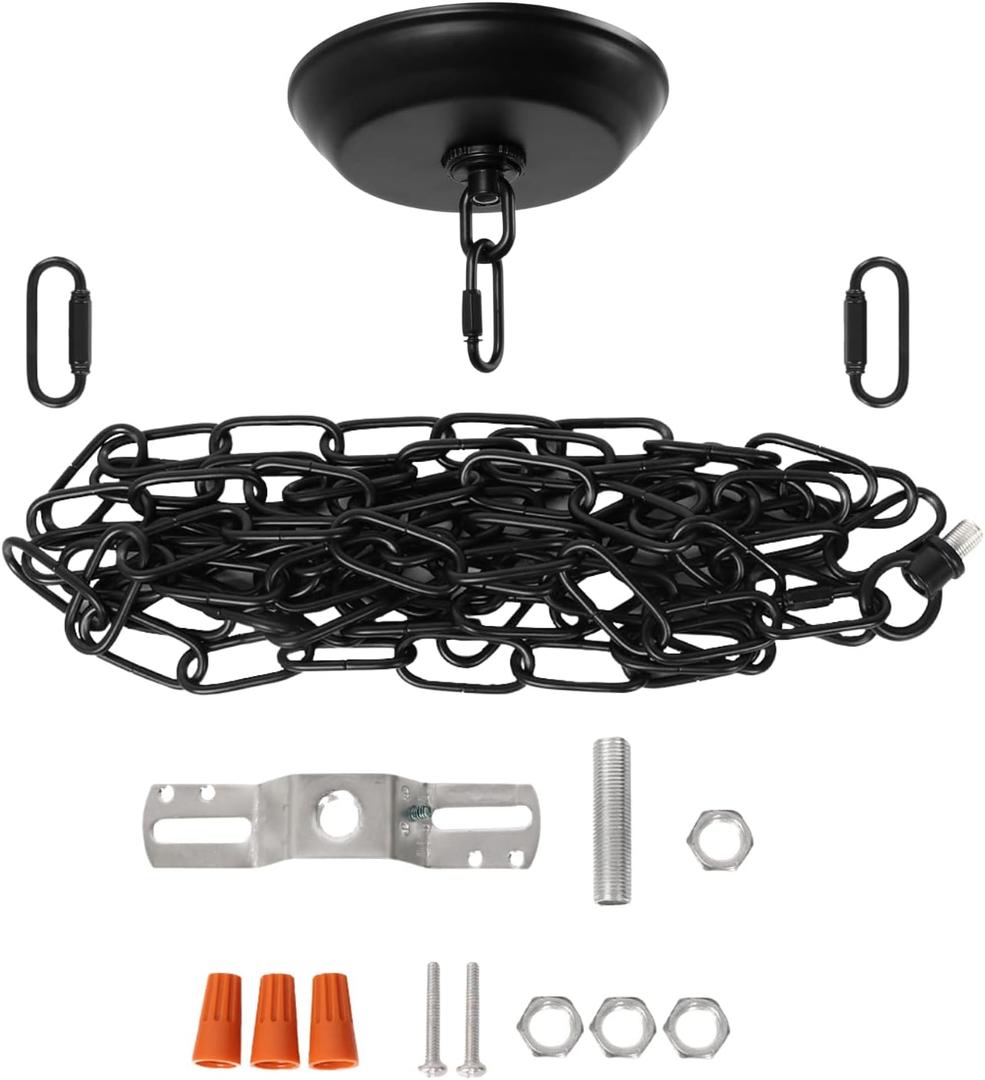 Eumyviv 10 Feet Heavy Duty Black Chain with 5" Light Canopy Kit for Chandelier, Swag Light Kit Light Fixture Mounting Bracket for Hanging Light
