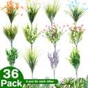Hotop 36 Bundles Artificial Plants Flowers for Outdoor UV Resistant Greenery & Fake Wildflowers Faux Plastic Plant No Fade for Hanging Planter Porch Window Home Wedding Summer Decor(Bright Colors)