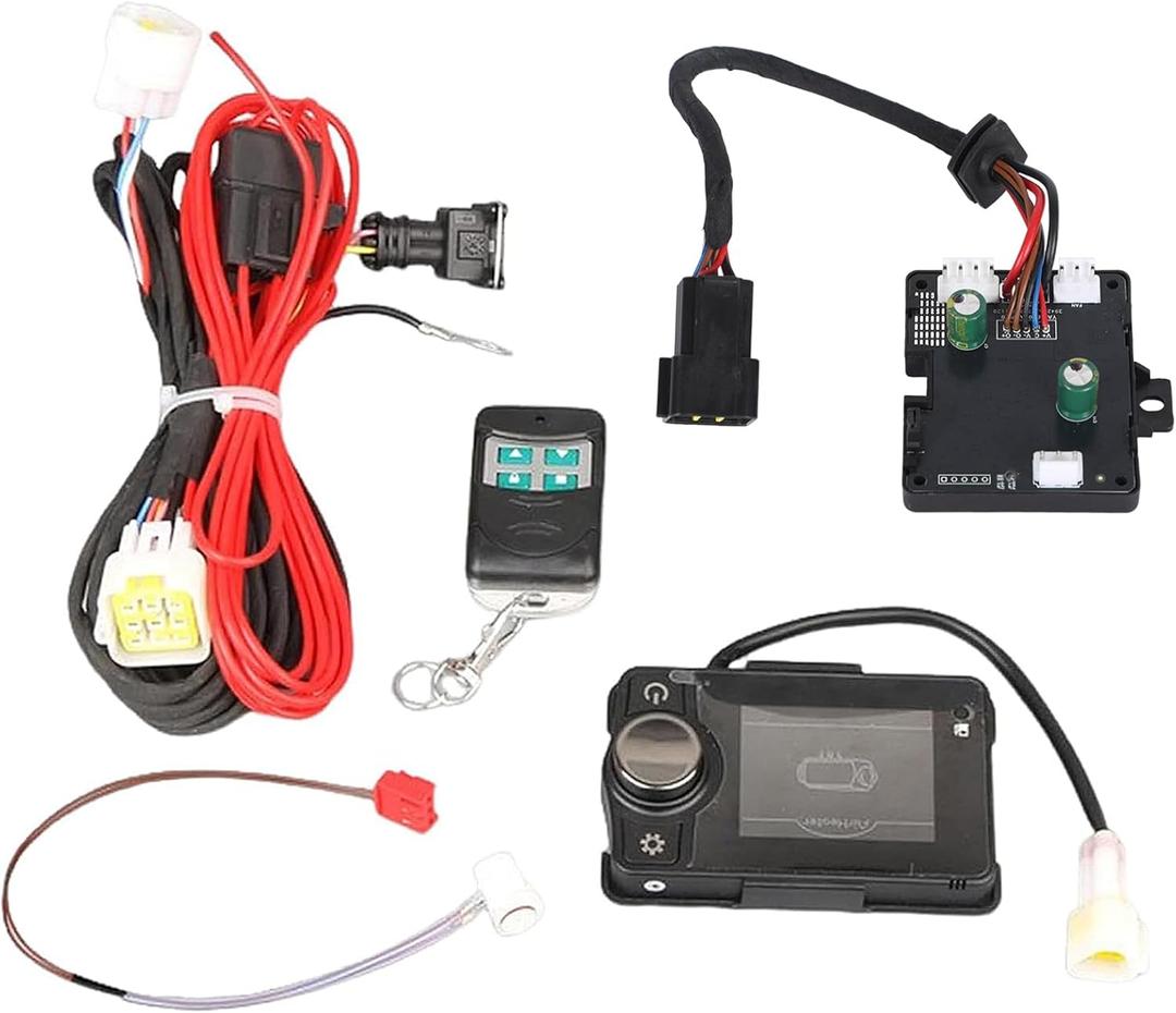 12V Diesel Heater Controller Panel Parking Heater Motherboard Control Board LCD Switch Monitor Display Remote Control with Wiring Harness Sensor Cable Compatible with Chinese Diesel Heater 5KW