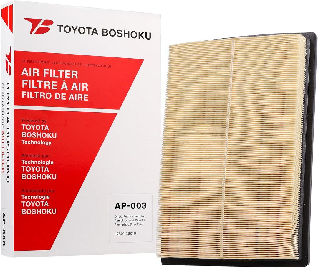 Toyota Boshoku (TB) Engine Air Filter, Engineered as Direct Replacement of 17801-38010 Fits 2013-2018 Toyota RAV4 2.5L GAS; 2012-2017 Camry 2.5L HYBRID; 2007-2017 Lexus LS460 4.6L GAS
