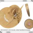 dressfan Vintage Fascinator Hats for Women,Linen Pearl Fascinator for Derby Church Wedding Tea Party
