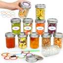 Mason Jars 8 oz with Lids&Bands 12Pack, Small Canning Jars 8 oz - Glass Jars with Lids for Oats/Jelly/Jams/Crafts/Candles