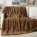 GALMAXS7 Cheetah Throw Blanket, Double-Sided Plush Fluffy - Luxury Faux Fur Leopard Print Blanket, Soft and Cozy Room Decor (50x60 Inches, Brown)