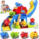 Marstone Toddler Toys for 1 Year Old Boy Gifts: Dinosaur Slide with 4 Animal Cars Educational Baby Toys 12-18 Months, First 1st Birthday Gifts for Kids, Girls, Push Car Race Track for Toddlers 1-3