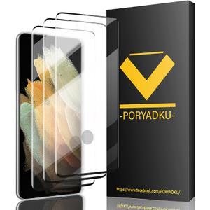 3 Pack Tempered Glass For Samsung Galaxy S21 Ultra Screen Protector[3 Pcs], 9H hardness Scratch resistant, Fingerprint Compatible with S21 Ultra 5G Glass Screen Protector