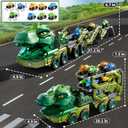 PEADUCK Toddler Car Truck Toys for Kids Ages 3-5, 10-in-1 Dinosaur Carrier Truck with Foldable Track Toys with Spray, Light & Sounds and 9 Dino Cars, Birthday Gift for 3 4 5 6 7 8 Years Old Boys Girls