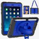 Case for iPad mini 5/4 with Pencil Holder [360 Rotating Hand Strap] & Stand, Drop-Proof Case for iPad mini 5th/4th Generation 7.9 inch (Black+Blue)