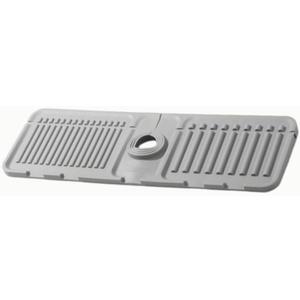 Grey Faucet Mat for Kitchen Sink, Kitchen Sink Splash Guard Silicone Draining Mat Dish Soap Sponge Holder Tray for Kitchen Bathroom Sink (17.5" x 5.5")