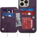 GUERNICA for iPhone 15 Pro Max Wallet Case with RFID Blocking Card Holder for Women Men, Kickstand Shockproof Phone Case for iPhone 15 Pro Max(6.7"),Dark Purple