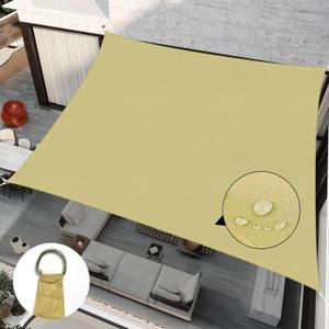 RICHIE Upgrade 12'x12' Sun Shade Sail Square Canopy, Water Resistant & UV Block Sunshade for Outdoor Patio Lawn Beach Garden Carport Backyard Deck Pergola, Sand