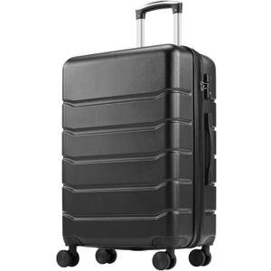 OLIXIS 20 Inch Carry-On Luggage, Hardside Suitcase with Spinner Wheels, Lightweight ABS Hard Shell Travel Luggage, TSA Approved Lock, Expandable Small Suitcase for Business & TravelBlack