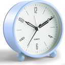 Analog Alarm Clock, 4 inch Super Silent Non Ticking Small Clock with Night Light, Battery Operated, Simple Design, Old fashioned Style SkyBlue decor, for Bedroom, Bedside, Desk, Adult, Kid, Gift, Blue