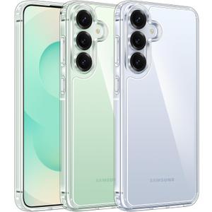 FNTCASE for Samsung Galaxy S25 Case: for Galaxy S24 Case Military Grade Drop Protection Anti Yellowing Cell Phone Cover - Rugged Shockproof Protective Bumper Transparent Cases(Clear)