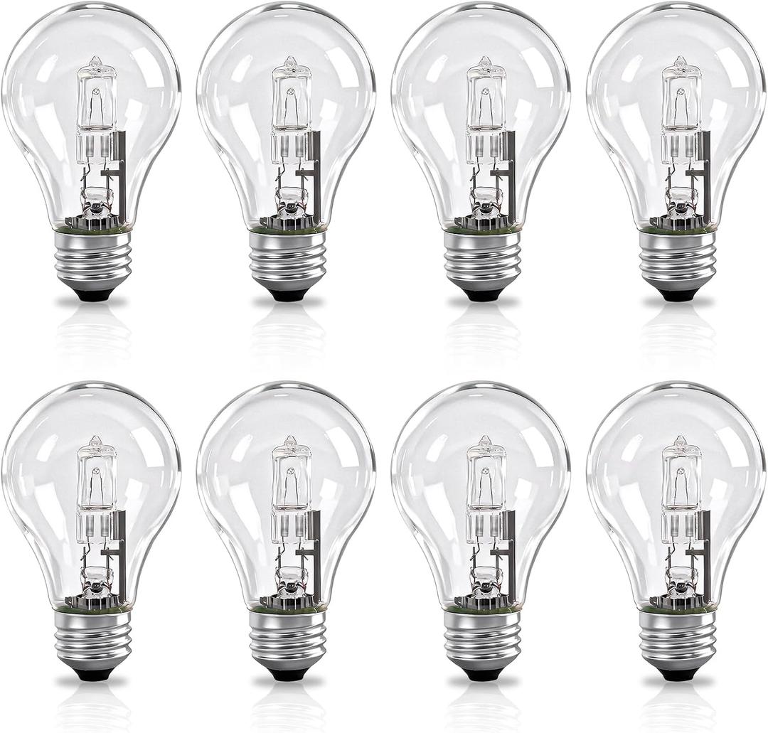 8 Pcs 043168787963 78796 Halogen Light Bulbs, 43W 120V Clear Dimmable A19 Bulbs with E26 Base, Fits for Bar Ceiling Light, Wall Lamp, Table Lamp Etc