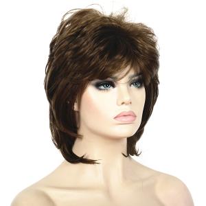 Lydell Short Length Layered Shaggy Full Synthetic Wigs (10 Medium Golden Brown)