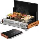 Portable Hibachi Charcoal Grill for Outdoor Camping, No Assembly BBQ Grill with Stainless Steel Grate, Height Adjustable Foldable Grill for Beach and Patio