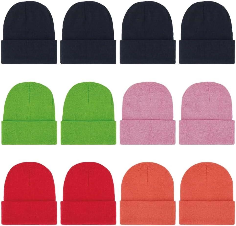 ZH 12-Pack Knitted Winter Beanie Hats for Men and Women, Warm and Cozy Cuffed Skull Caps, Bulk Purchase (One Size, Multi)