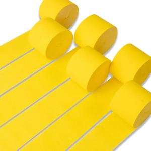 PartyWoo Yellow Crepe Paper Streamers 6pcs 492ft Pack of Yellow Crepe Paper Streamers for Easter Baby Shower Engagement Wedding Sunflower Graduation Bee Summer Luau Theme Birthday Party Decorations