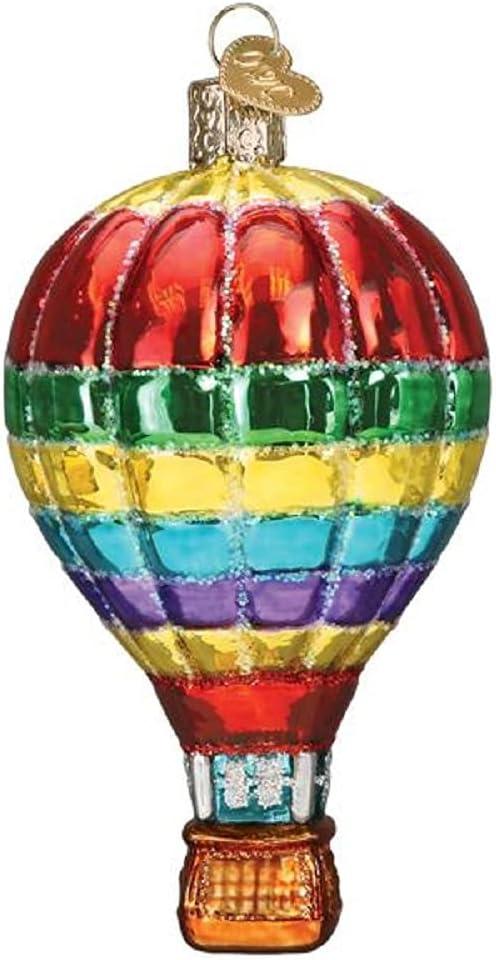Old World Christmas Vibrant Hot Air Balloon Glass Blown Ornament for Christmas Tree, Handcrafted Holiday Decoration, Transportation Collection