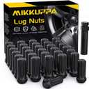 MIKKUPPA M14x1.5 Wheel Lug Nut - Replacement for Chevy Silverado 1500 2500, GMC, Ford, Ram, Aftermarket Wheel - 32pcs Black Closed End Lug Nuts with 1 Socket Key