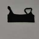 LASLULU Womens Adjustable Spaghetti Straps Sports Bra Square Neck Wireless Padded Workout Yoga Crop Tops (Small, Black)